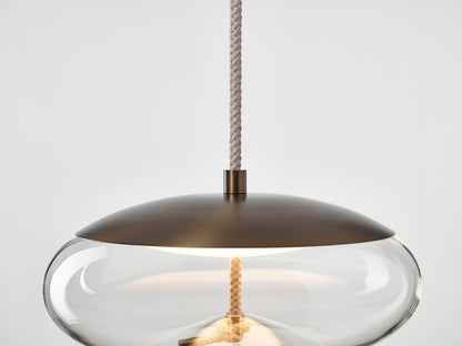 Knot Disco Pendant Transparent Glass Brushed Bronze Lacquer