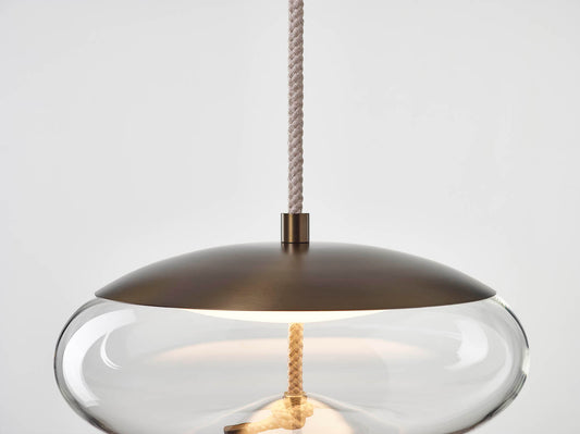 Knot Disco Pendant Transparent Glass Brushed Bronze Lacquer