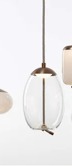 Knot Small Uovo Pendant Transparent Glass Brushed Bronze Lacquer