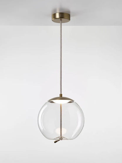 Knot Small Sfera Pendant Transparent Glass Brushed Bronze Lacquer