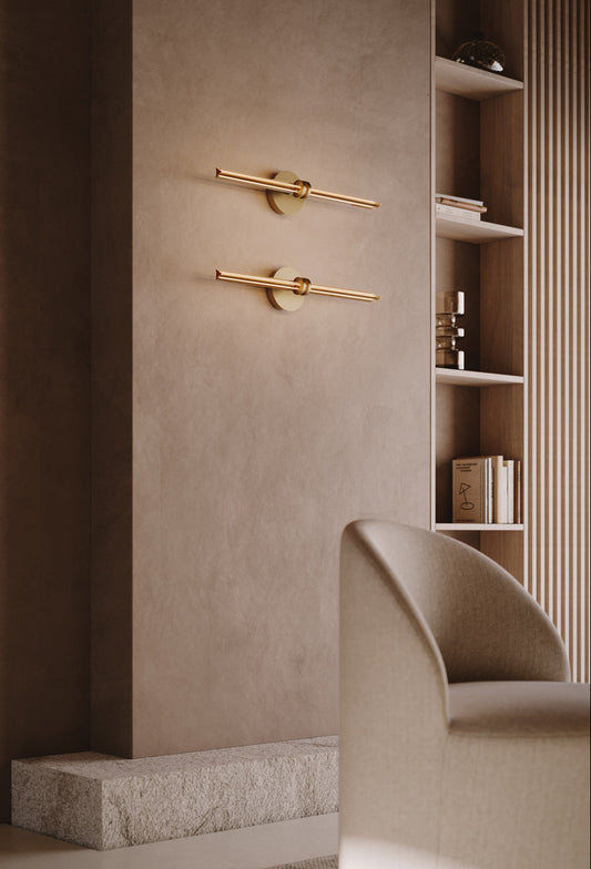 Optical Wall Light Natural burnished brass  w/ Smoke grey glass