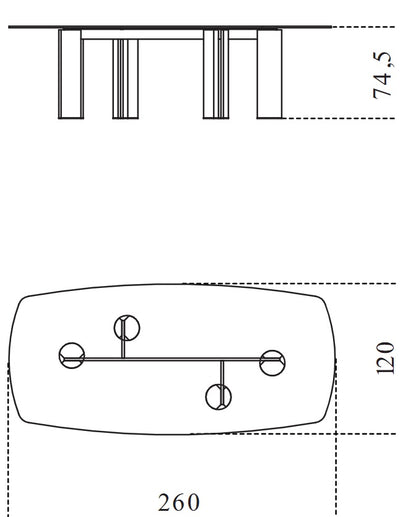Simpodio Dining Table Ivory L260 x W120