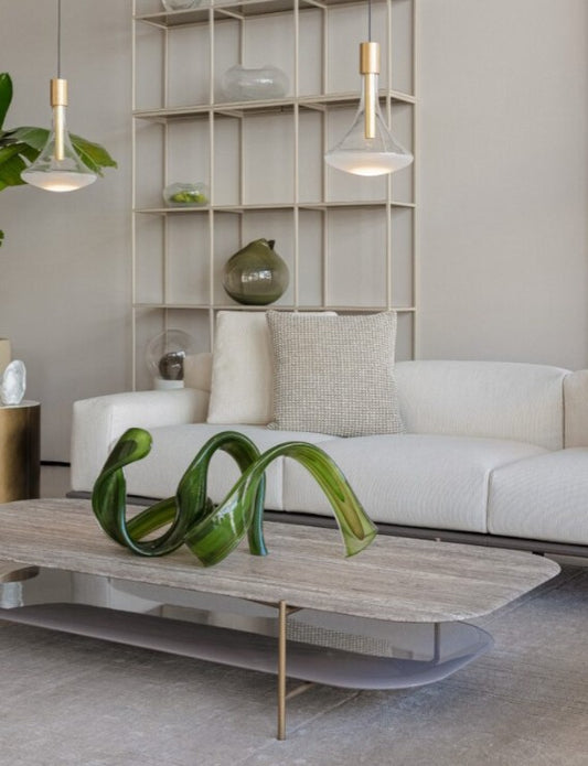 Wave Glass Sculpture Multi Green