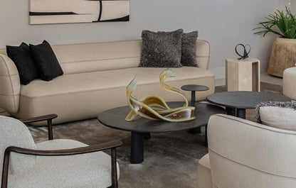 Wave Glass Sculpture Multi Amber & Green